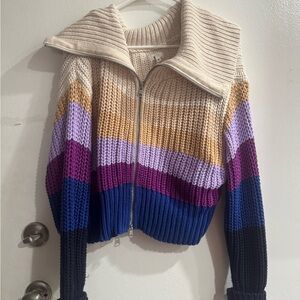 AERIE Sweater Knit Zipper Colorblock